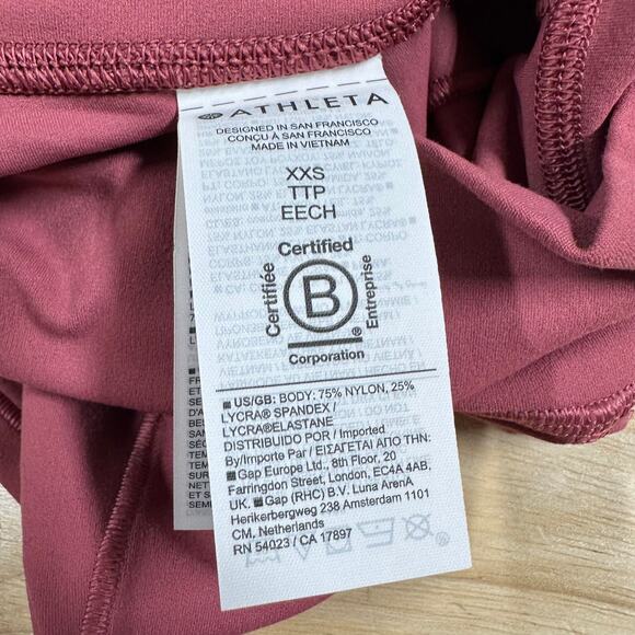 Athleta Transcend Stash Crop Straight Leg Berry Rose Women's Size XXS NWT - Picture 6 of 12